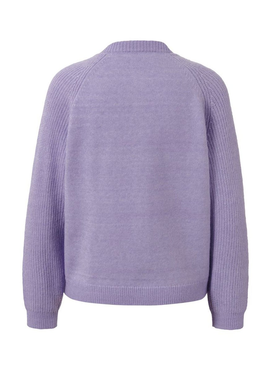 Tchibo - Women Round Neck Knitted Cardigan, Purple - Image 1