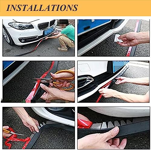 EOHMAK Car Front Bumper Protector Self-Adhesive Auto Splitter Body Spoiler Skirt Rubber Bumper Lip Trim Spoiler 2.5M/8.2ft(Black) - Image 3
