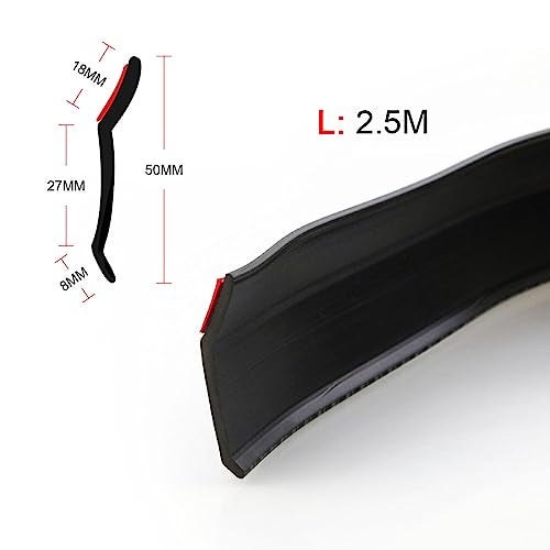 EOHMAK Car Front Bumper Protector Self-Adhesive Auto Splitter Body Spoiler Skirt Rubber Bumper Lip Trim Spoiler 2.5M/8.2ft(Black) - Image 2