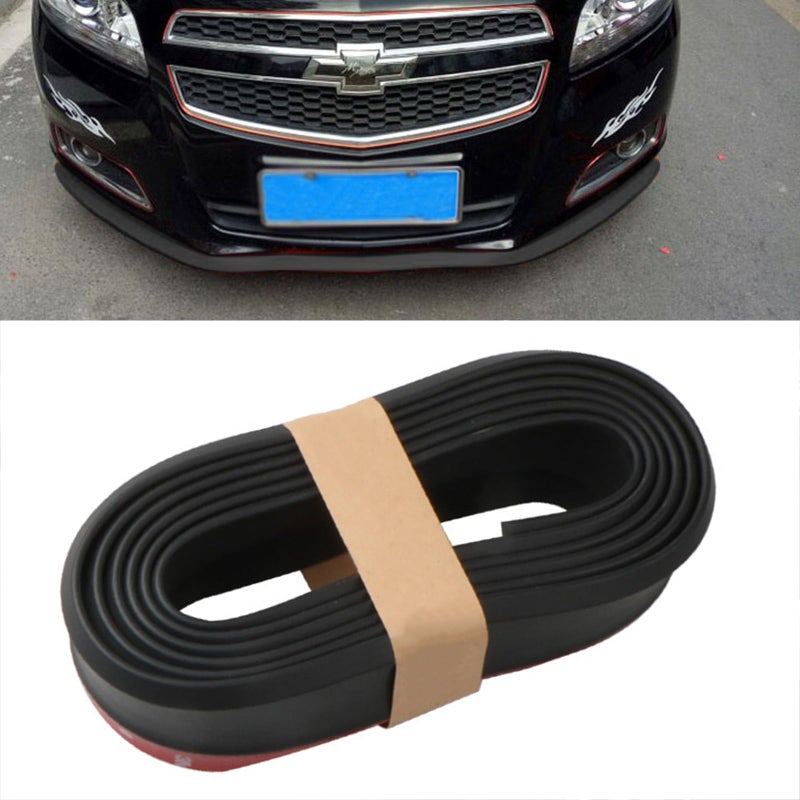 EOHMAK Car Front Bumper Protector Self-Adhesive Auto Splitter Body Spoiler Skirt Rubber Bumper Lip Trim Spoiler 2.5M/8.2ft(Black) - Image 4