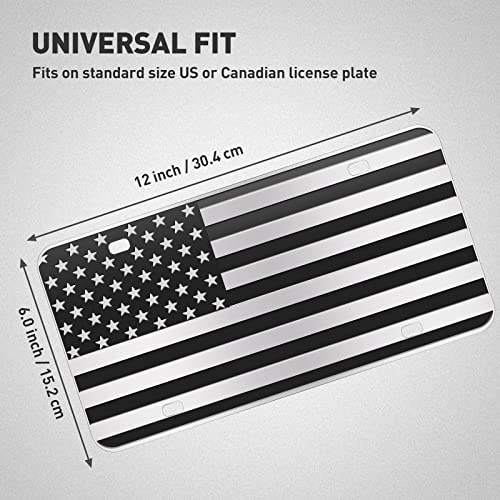 WYHCauto American Flag License Plate, Black Front Flag License Plates with 4 Holes,Novelty Vintage Aluminum Metal 3D Embossed US License Plate with Screws Caps, 6 * 12 inches - Image 4