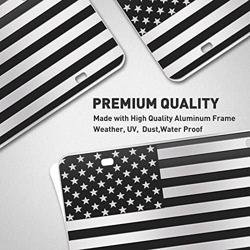 WYHCauto American Flag License Plate, Black Front Flag License Plates with 4 Holes,Novelty Vintage Aluminum Metal 3D Embossed US License Plate with Screws Caps, 6 * 12 inches - Image 3