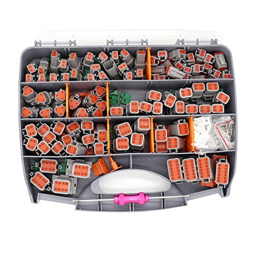 MOCW 601 Pcs for DT Deutsch Connector Kit,Gray 2 3 4 6 8 12 Pin DT Connectors Size 16 Stamped Formed Contacts(14-18AWG),DT Connector Removal Tool Included - Image 1