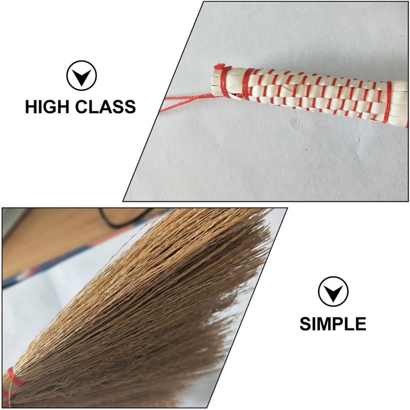 Hand Woven Mini Broom Miscanthus Cleaning Broom Household Duster for Pet Cage and Desktop Dust Removal Random Color - Image 3