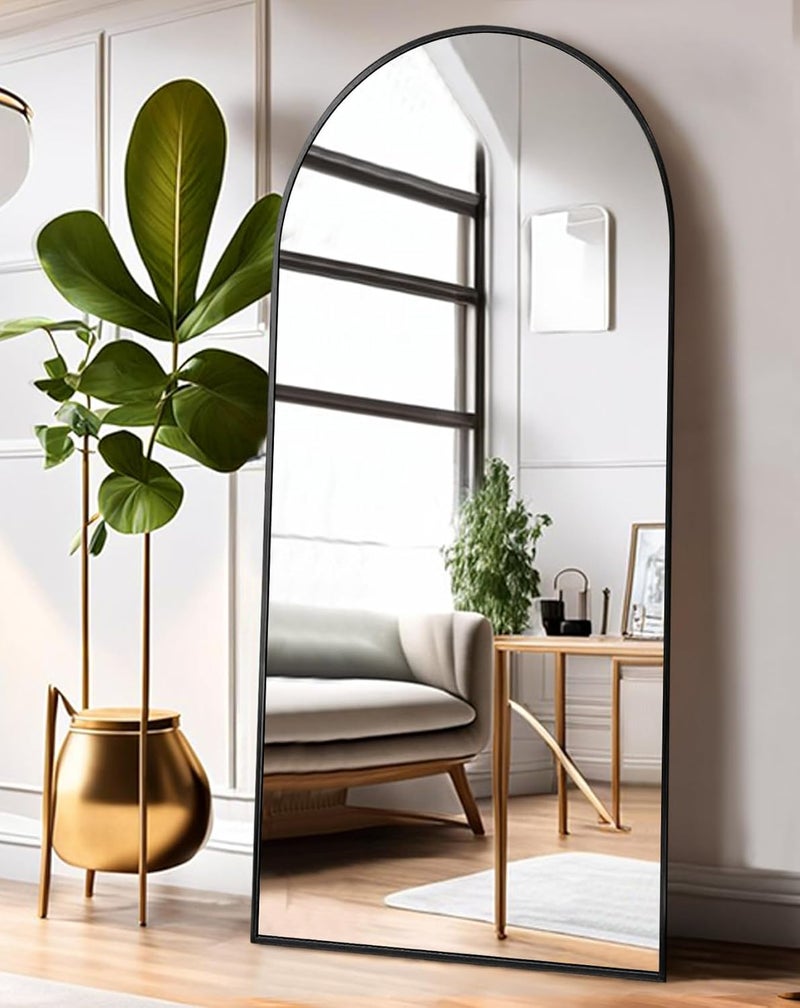 ITSRG Floor Mirror, Full Length Mirror with Stand, Arched Wall Mirror, 27"x71", Black Floor Mirror Freestanding, Wall Mounted for Bedroom Living Room, Black - Image 2