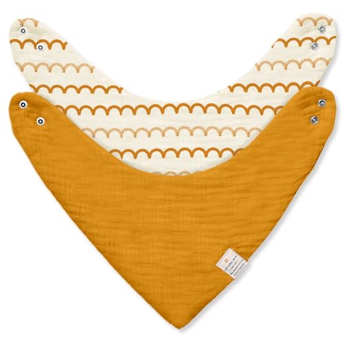 NINTARABABY Bandana Bibs – 100% Organic Premium Muslin Cotton, Absorbent, Waterproof, Extra-Soft, Adjustable, Lightweight & Durable, Perfect for Newborns, Babies & Toddlers Ages 0-3, Pack of 2 - Image 1