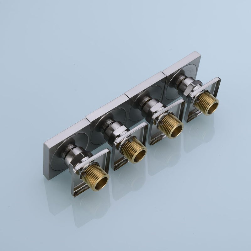 orhemus 4 pcs Solid Brass Body Spray Shower Jets Adjustable Massage Spa Side Sprayer In Wall Shower Set, Square Brushed Nickel Finish - Image 5