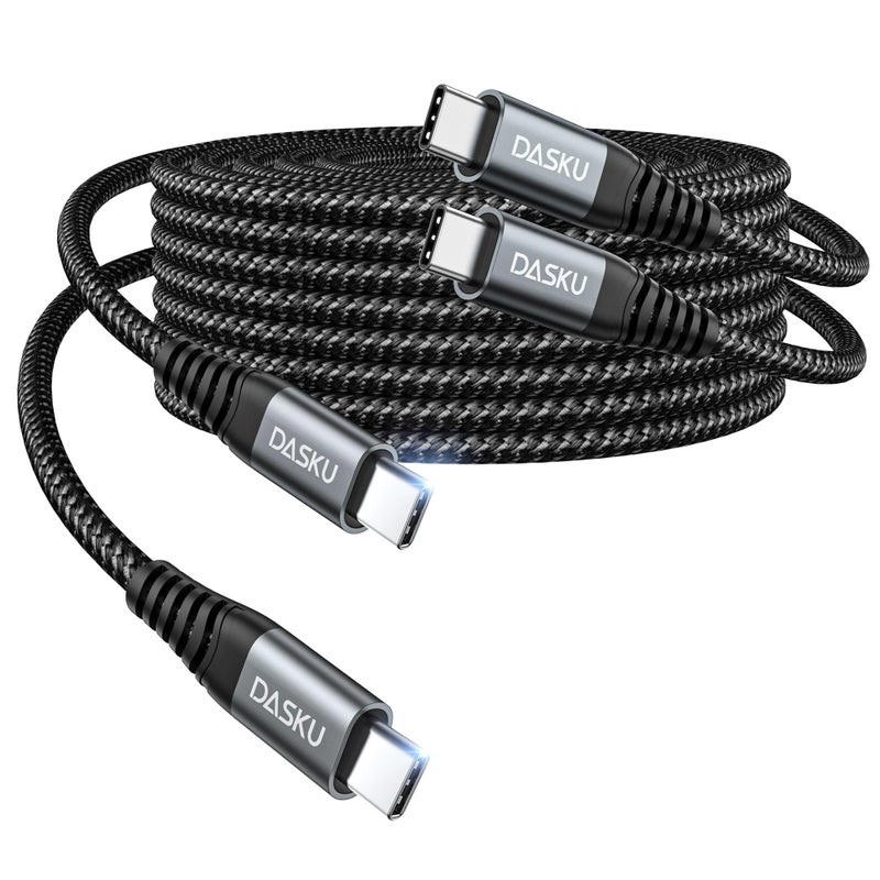 Dasku USB C Cable Fast Charging 60W, 2Pack 6FT USB C to C Cable, USB C Cord Upgraded Extra Durable Braided USBC to USBC Cable Compatible with iPhone 17 16 15 Pro Max,Samsung Galaxy S10, LG and More-Black - Image 1