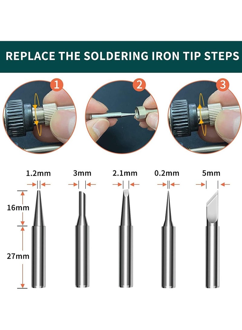 Soldering Iron Kit, Automatic Hand-held Soldering Welding Tool with 5pcs Soldering Tips, Desoldering Pump, Tweezers, Soldering Wires, Mini Bracket for Circuit Boards, Home DIY, Electronics Repair  - Image 4