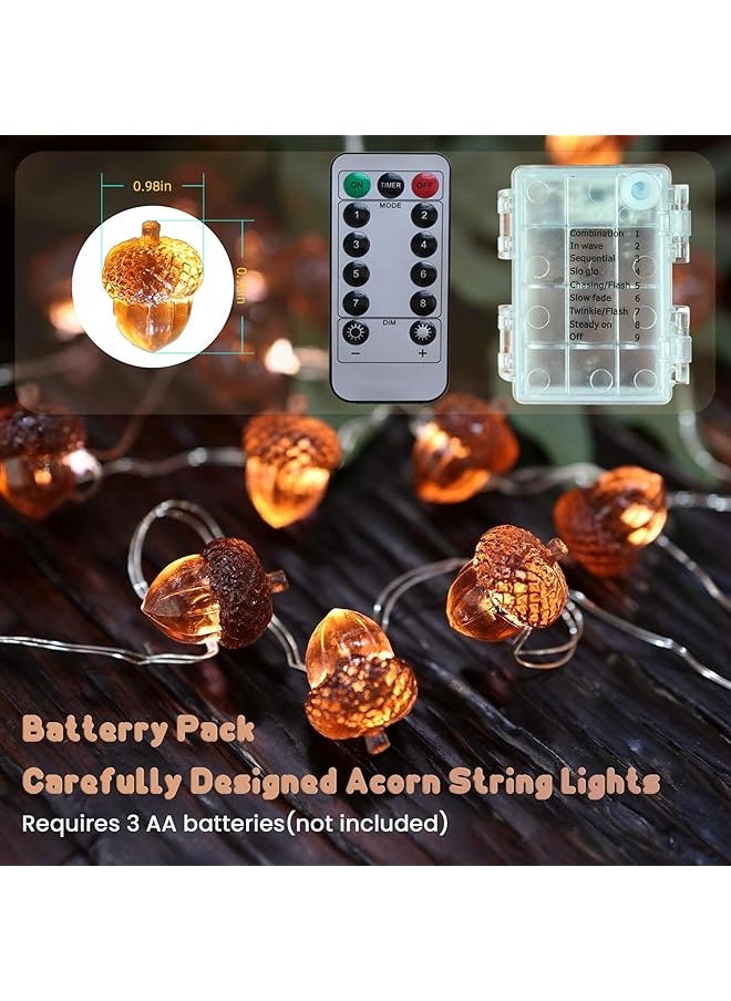 erorex - Decorative Fairy Acorn String Lights Thanksgiving Decoration Autumn Garland Cute Novelty Lights 30 Leds 10 Ft Battery Operated For Bedroom Wedding Birthday Harvest Decor - Image 1