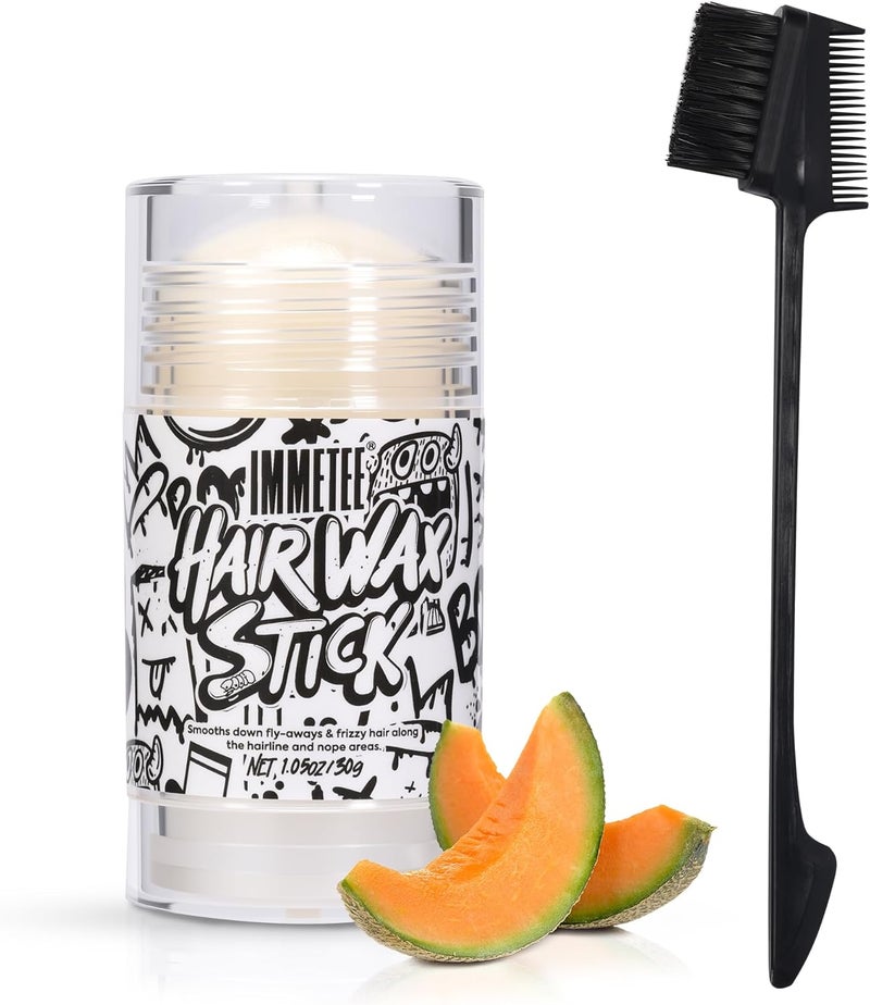 Immetee Hair Wax Stick Womens, Frizz & Flyaways Hair Tamer Stick, Not Greasy, No Residue, Hair Wigs Edge Control Slick Gel for Hairstyling,1.05oz/30g (Cantaloupe) - Image 1