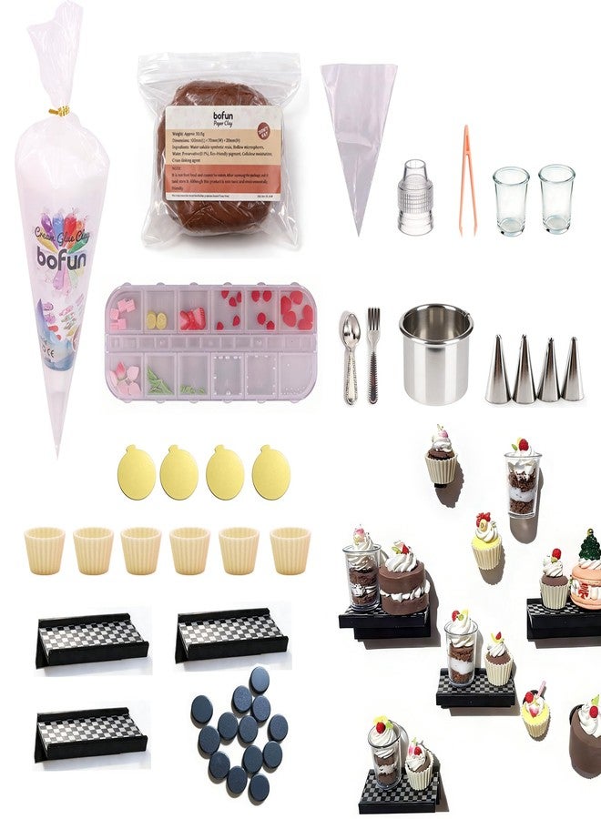 BoFUN DIY Miniature Dessert Fridge Magnet Craft Kit, 1:12 Scale Craft Set for Adults Teens, Handmade Supplies with Magnetic Backing, Home Decor Birthday Gift - Image 1