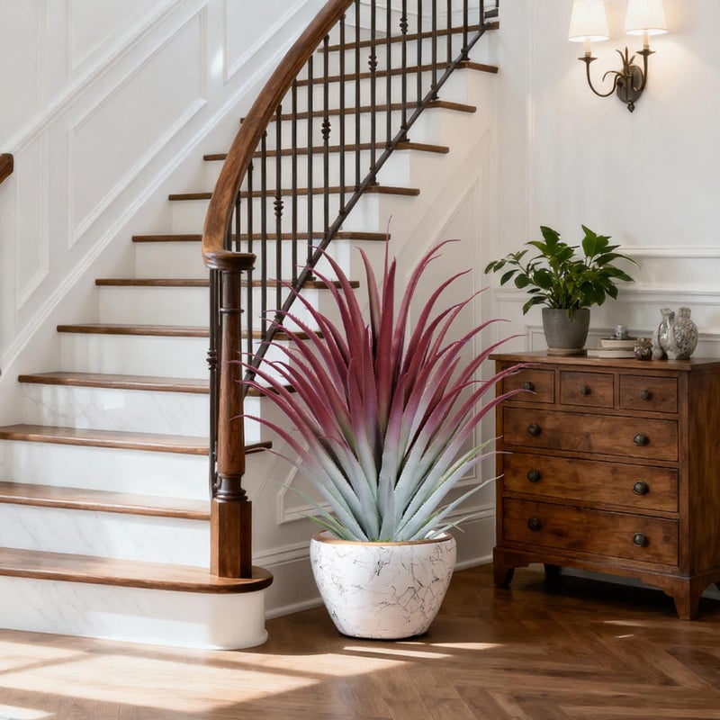 Keeplush 2ft Fake Spiked Agave Plant - Red Artificial Aloe Vera Plant 26 Inch - Tall Large Faux Floor Plants Perfect for Porch Door Step Home Office Patio Indoor Outdoor Decor (1 Pack) - Image 3