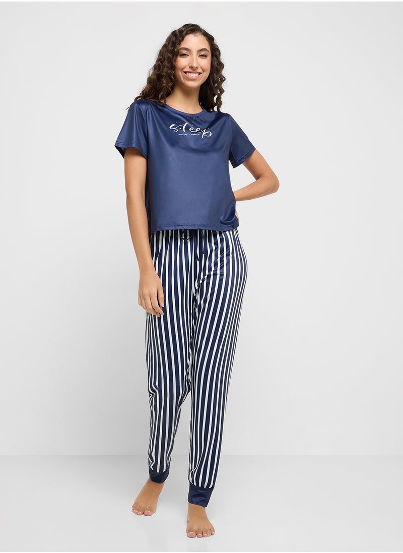 Ginger - Cotton T-Shirt & Stripe Pyjama Set - Image 1