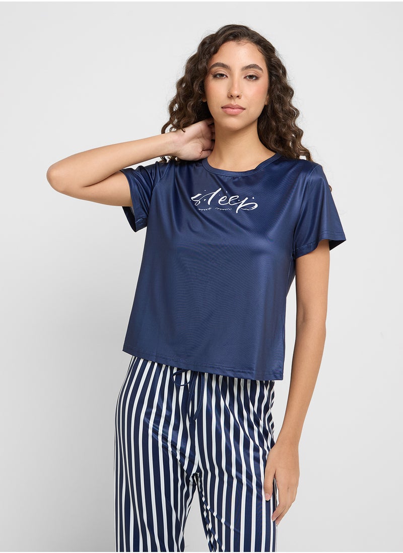 Ginger - Cotton T-Shirt & Stripe Pyjama Set - Image 1