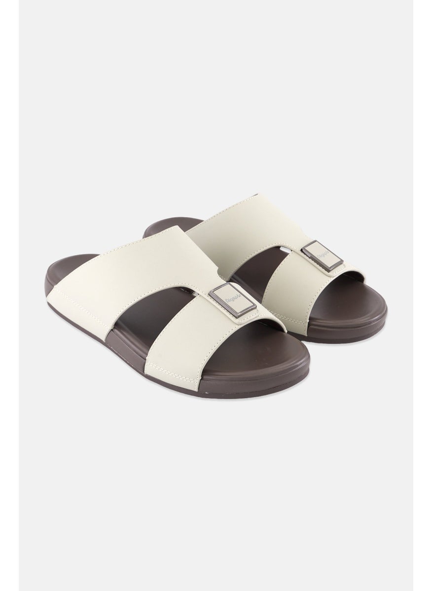Algspar Men Slip On Arabic Sandals, Beige  - Image 1
