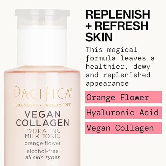 Pacifica Vegan Collagen Hydrating Milk Tonic – Alcohol-Free Milky Toner & Essence Moisturizing Vegan Collagen Face Tonic w/Hyaluronic Acid, Chamomile Jasmine All Skin Types Vegan Dermatologist Tested - Image 4