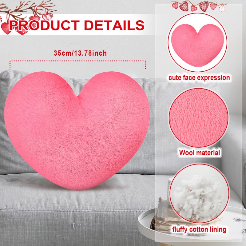 Suzile 4 Pcs Valentine's Day Heart Throw Pillows Red White Pink Heart Shape Plush Love Pillow Soft Decorative Back Cushion Valentine Decorative Pillows for Women Bed Sofa Chair Home Decor Wedding Gift - Image 2