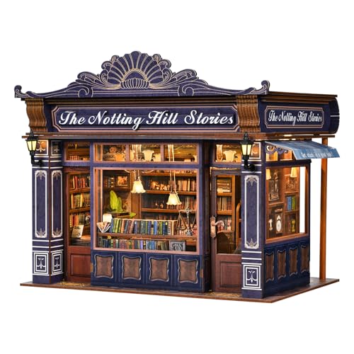 ETKVR Book Nook Kit DIY Miniature House Dollhouse Kit 3D Puzzles for Adults Gifts for Family and Friends Bookshelf Decor Tiny House Model Build with Dust Cover for Valentines Day Lovers - Image 1