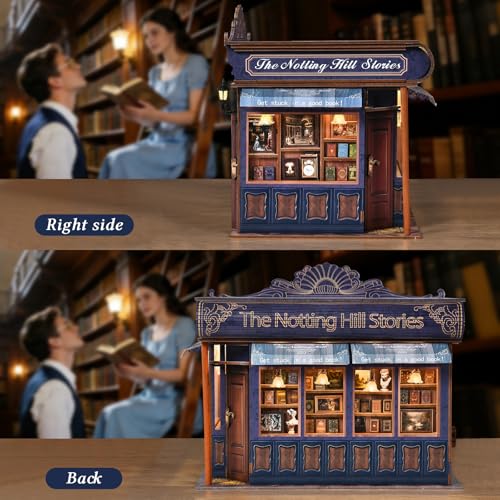 ETKVR Book Nook Kit DIY Miniature House Dollhouse Kit 3D Puzzles for Adults Gifts for Family and Friends Bookshelf Decor Tiny House Model Build with Dust Cover for Valentines Day Lovers - Image 5