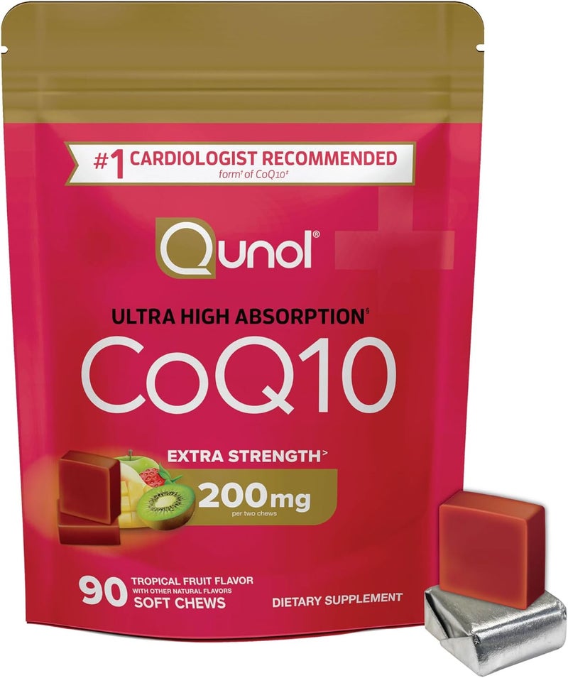 Qunol CoQ10 200mg Soft Chews Extra Strength  Ultra High Absorption Coenzyme Q10 Supplement 1 Cardiologist Recommended Supplement for Heart Health 90 Count - Image 1