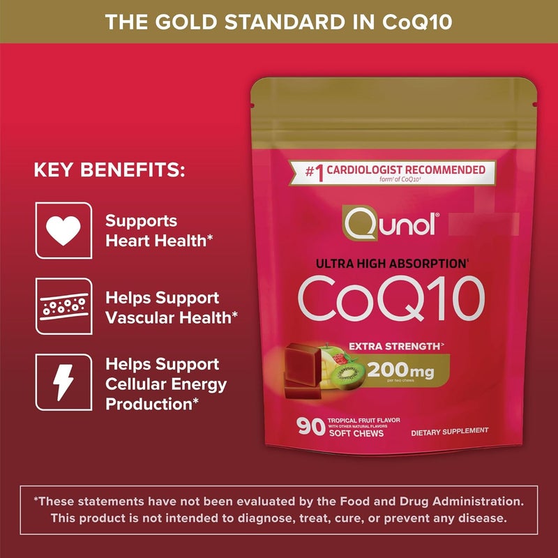 Qunol CoQ10 200mg Soft Chews Extra Strength  Ultra High Absorption Coenzyme Q10 Supplement 1 Cardiologist Recommended Supplement for Heart Health 90 Count - Image 4
