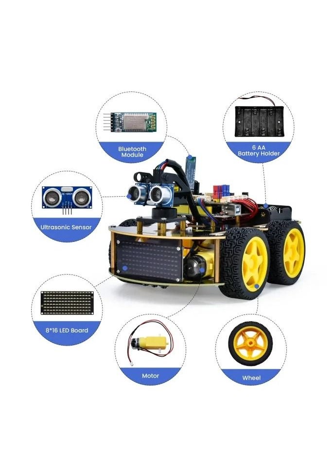 Keyestudio - KEYESTUDIO 4WD Smart Car Robot V2.0, Programmable DIY Robotics Starter Kit for Arduino for Uno R3,17 Electronics Projects STEM Educational Science Coding Robot Kit for Teens Adults, 15+ - Image 1