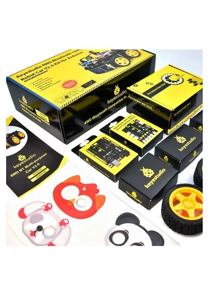 Keyestudio - KEYESTUDIO 4WD Smart Car Robot V2.0, Programmable DIY Robotics Starter Kit for Arduino for Uno R3,17 Electronics Projects STEM Educational Science Coding Robot Kit for Teens Adults, 15+ - Image 1