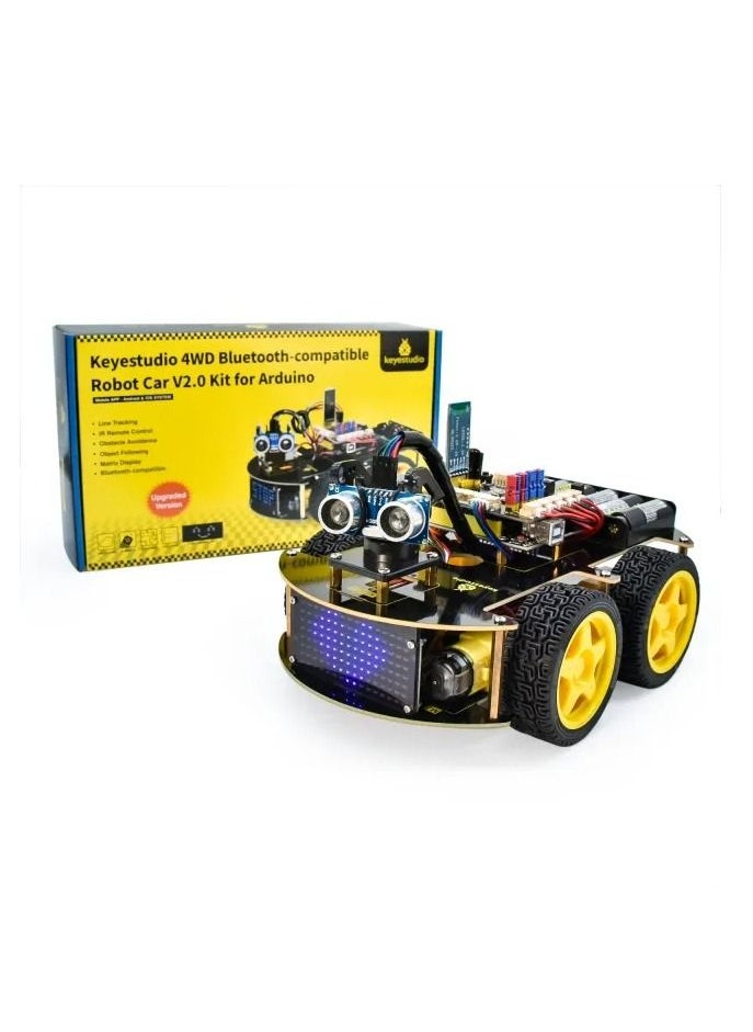 Keyestudio - KEYESTUDIO 4WD Smart Car Robot V2.0, Programmable DIY Robotics Starter Kit for Arduino for Uno R3,17 Electronics Projects STEM Educational Science Coding Robot Kit for Teens Adults, 15+ - Image 1