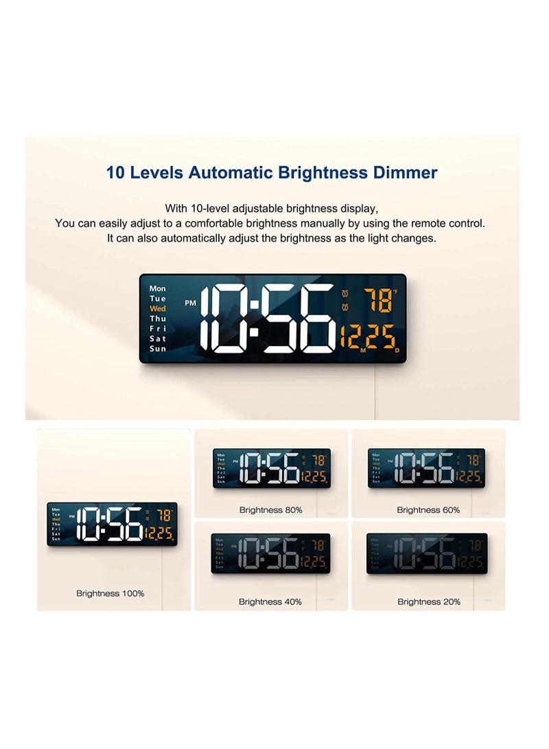 HOMESTAR Digital Wall Clock Large Display, 16.2 Inch Clocks, LED with Remote Control for Living Room Decor, Automatic Brightness Dimmer Big Date Week Temperature - Image 5