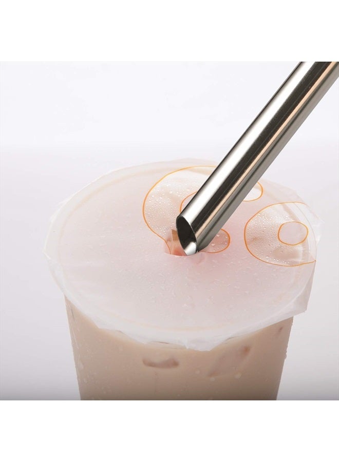 Hiware [Angled Tips] 2 Pcs Jumbo Reusable Bubble Tea Straws & Smoothie Straws, 0.5" Wide Stainless Steel Straws, Metal Straws for Bubble Tea/Tapioca Pearl, Milkshakes,Smoothies | 1 Cleaning Brush & 1 Case - Image 3
