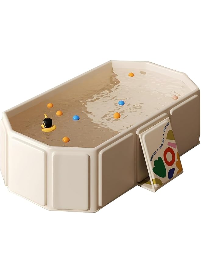 XICEN Baby Bath Tub Foldable Kids Bathtub White With Non Slip Base With Thermostatic System & Baby Bath Seat Travel Essential Perfect For 0 8 Year Old Indoor/Outdoor Bathing Easy Storage - Image 1