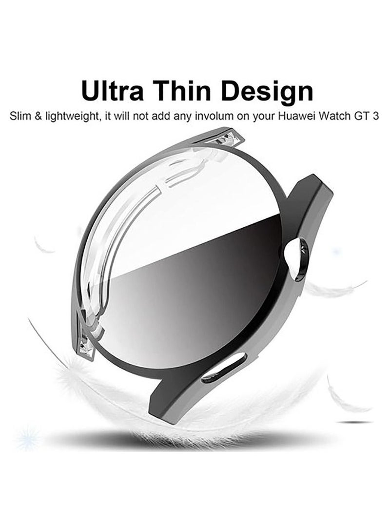 جراب حماية كامل سليكون شفاف لحماية ساعة هواوي جي تي 3 بمقياس 46 مم - اسود Huawei GT3 46mm - Image 4