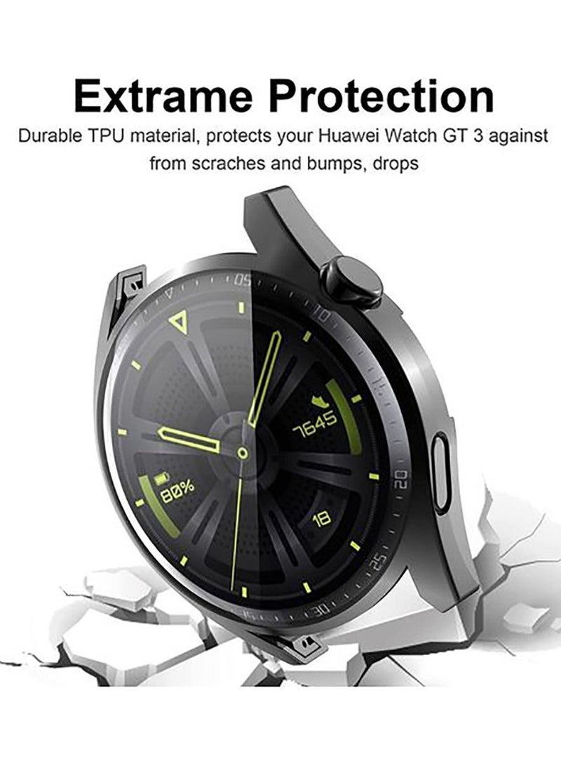 جراب حماية كامل سليكون شفاف لحماية ساعة هواوي جي تي 3 بمقياس 46 مم - اسود Huawei GT3 46mm - Image 3