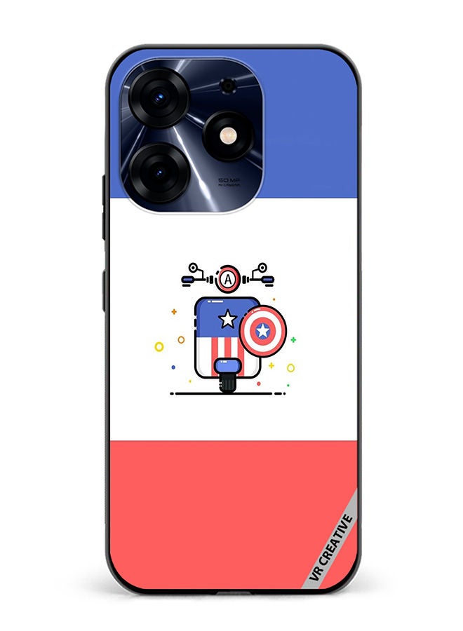 VR CREATIVE Protective Case Cover For Tecno Spark 10 Pro Cute Little Bike Of Captain America Design Multicolour - Image 1