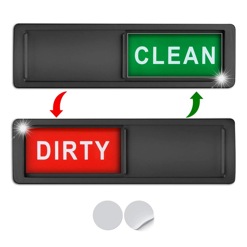 Premium Clean Dirty Dishwasher Magnet Dirty Clean Sign for Dishwasher Easy to Read and Strong Slide for Changing Signs Heavy Duty Magnet with Optional Stickers Red Green Black