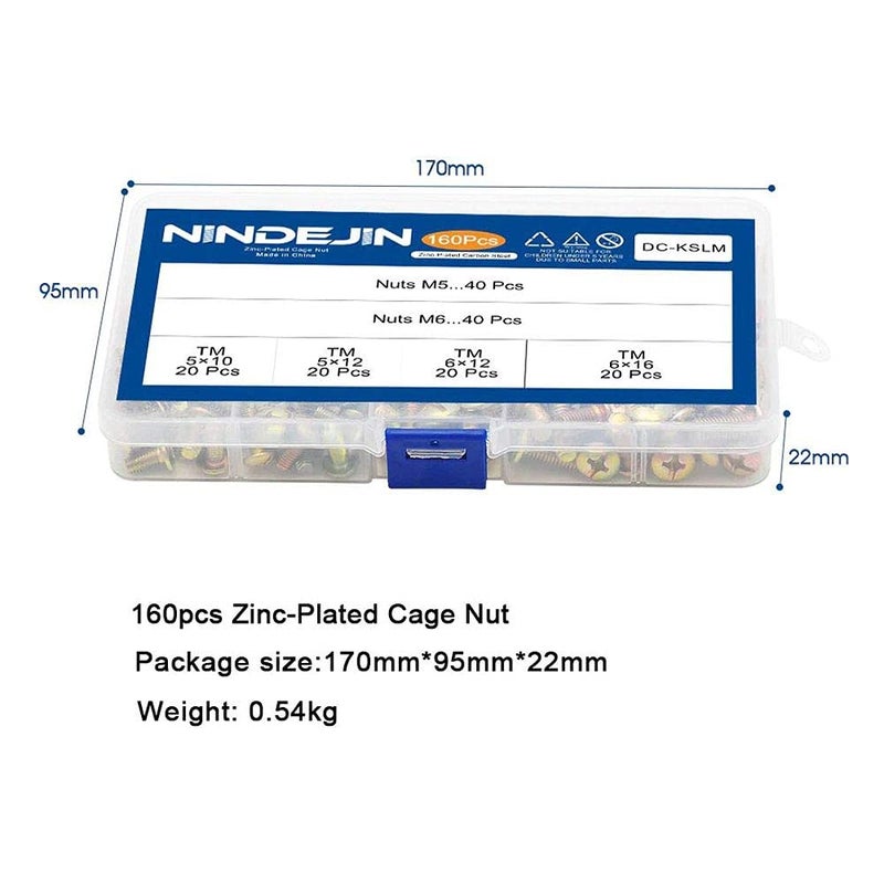 DIY Crafts CTDIYHI51176 160pcs Cage Nut and Mushroom Head Machine Screw ZincPlated M5 M6 Cage Nut Screw for Server - Image 4