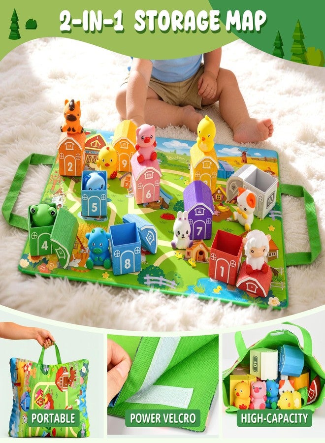 GooMags Montessori Toys for Toddlers, 21Pcs Farm Toys with Storage Bags/Playmat Counting, Matching, Sorting Preschool Learning Toy Including 10 Animal Finger Puppets Birthday Gift - Image 3