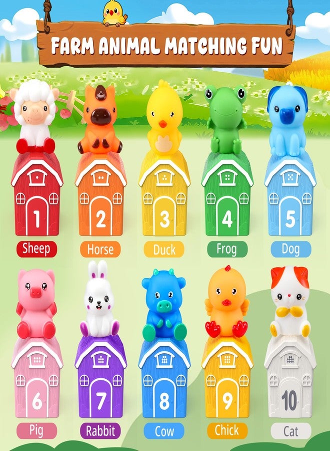 GooMags Montessori Toys for Toddlers, 21Pcs Farm Toys with Storage Bags/Playmat Counting, Matching, Sorting Preschool Learning Toy Including 10 Animal Finger Puppets Birthday Gift - Image 2