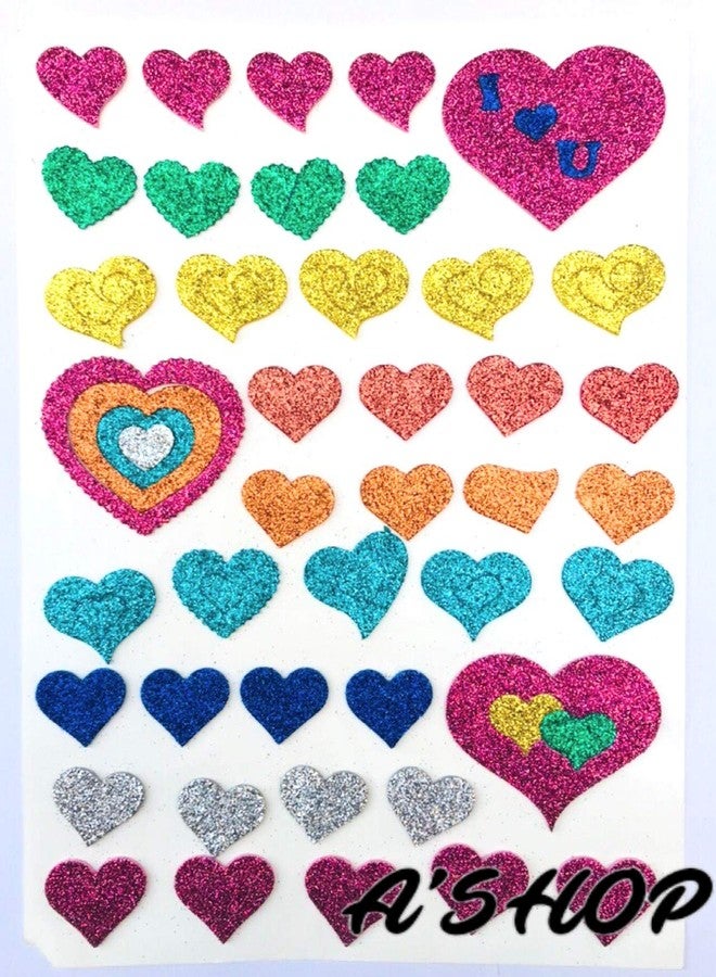 A'SHOP Glitter Foam Self Adhesive Heart Stickers for Art and Craft for Kids (Set of 3 Sheets) - Image 4