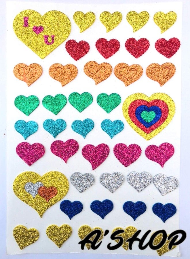 A'SHOP Glitter Foam Self Adhesive Heart Stickers for Art and Craft for Kids (Set of 3 Sheets) - Image 3