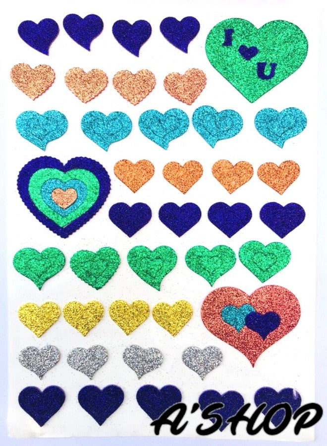 A'SHOP Glitter Foam Self Adhesive Heart Stickers for Art and Craft for Kids (Set of 3 Sheets) - Image 5