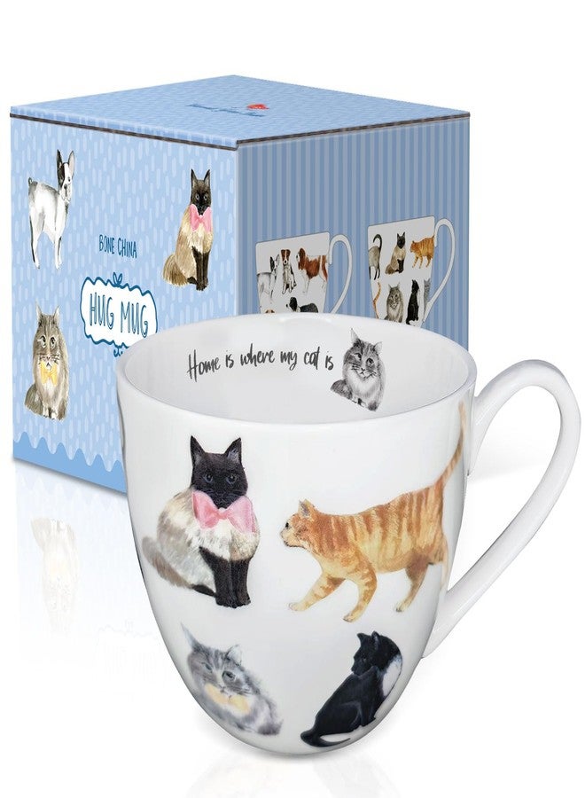 MFoffice Cute Cat Mugs for Daily Coffee and Tea, Premium 20 oz Bone China Coffee Tea Hug Mug, Perfect Holiday and Birthday Gift for Cat Lovers, Designed in England by Harvest Green Studio - Image 2