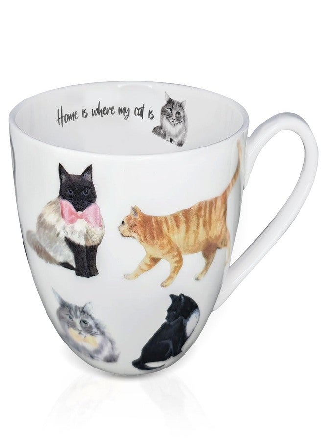 MFoffice Cute Cat Mugs for Daily Coffee and Tea, Premium 20 oz Bone China Coffee Tea Hug Mug, Perfect Holiday and Birthday Gift for Cat Lovers, Designed in England by Harvest Green Studio - Image 1