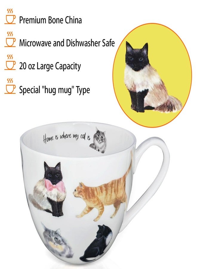 MFoffice Cute Cat Mugs for Daily Coffee and Tea, Premium 20 oz Bone China Coffee Tea Hug Mug, Perfect Holiday and Birthday Gift for Cat Lovers, Designed in England by Harvest Green Studio - Image 4