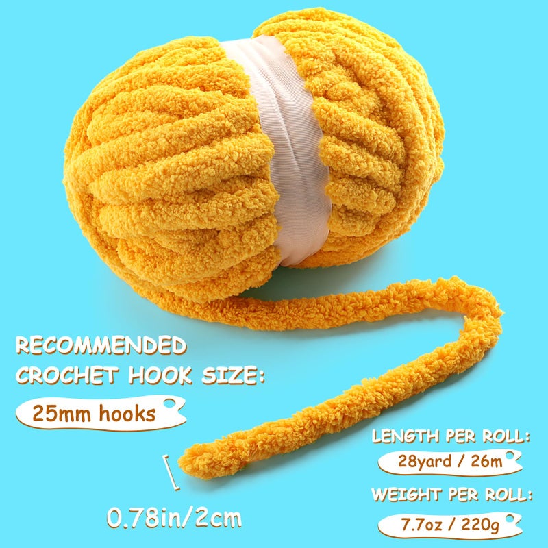 Mooaske 8 Pack Chunky Yarn for Hand Knitting - Chunky Chenille Yarn for Crocheting - Fluffy Yarns for Crochet - Jumbo Yarns for Hand Knitting 28.4 Yds 7.7 Oz Per Roll (8, Milky White-Navy Blue) - Image 3