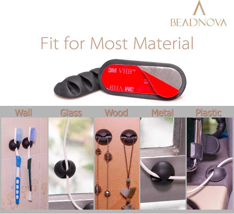 BEADNOVA Cable Clips Cord Organizer Cable Management Wire Cord Holder 1 Slots Adhesive Wire Holder for Car Charging Accessory PC Office Home Black 8 pcs - Image 5