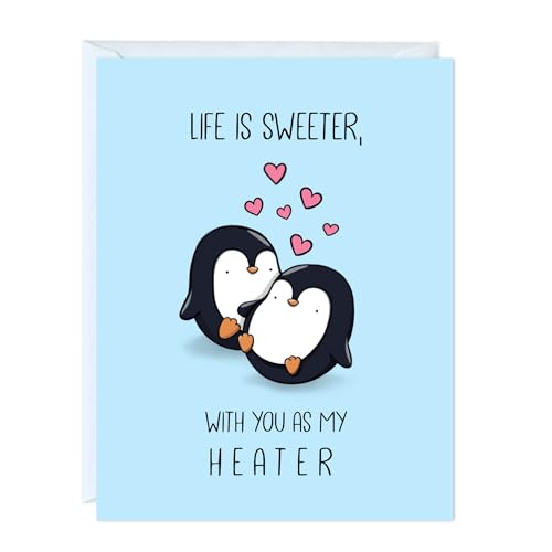 ALY LOU Anniversary Birthday Card for Boyfriend, Wife, Girlfriend, Husband, Him Her - Punny Cute Funny Love Greeting Card, Blank Inside (Life Is Sweeter With You As My Heater) - Image 1