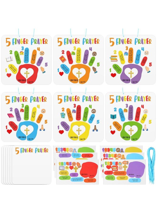 MotiMind 30 Sets Bible Crafts for Kids 5 Finger Prayer Handprint Craft DIY Christian Sunday School Arts Make Your Own Finger Prayer Gift for Religious Party Supplies Fun Home Activities - Image 1