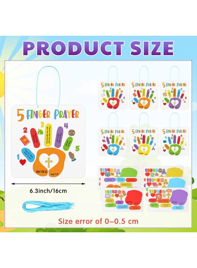 MotiMind 30 Sets Bible Crafts for Kids 5 Finger Prayer Handprint Craft DIY Christian Sunday School Arts Make Your Own Finger Prayer Gift for Religious Party Supplies Fun Home Activities - Image 2